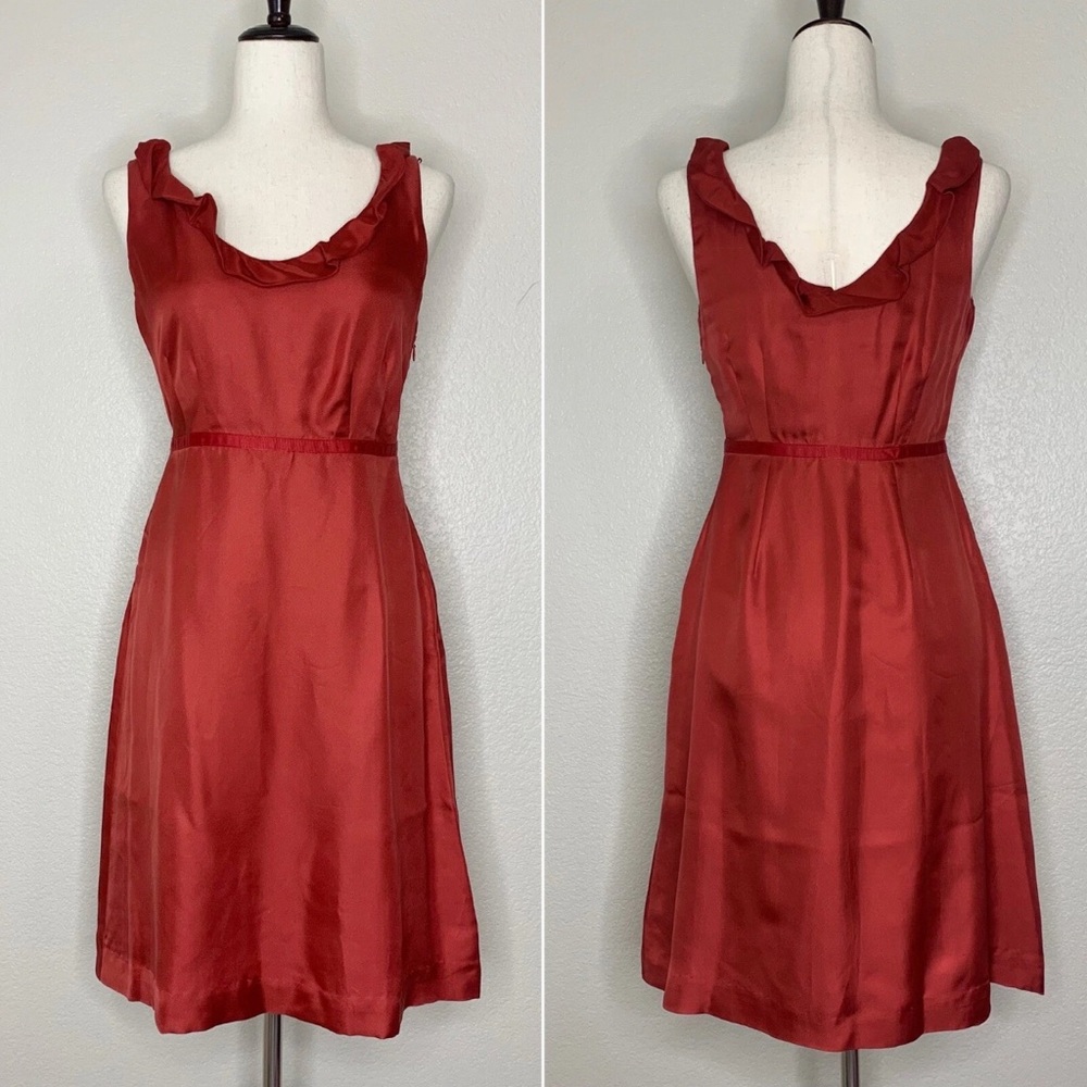 Moulinette Soeurs Red Sleeveless Silk Dress from Anthropologie Size 6
